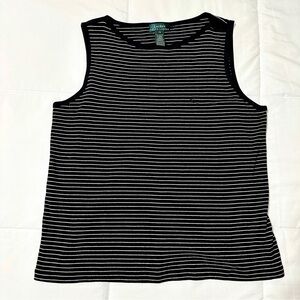 Polo by Ralph Lauren Navy and White Striped Tank Top with Sabrina Neckline